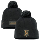 Vegas Golden Knights Fanatics Military Appreciation Cuffed Knit Hat with Pom - Black - NHL 201598366