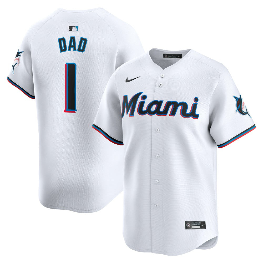 Miami Marlins Nike #1 Dad Home Limited Jersey - White - Nike Sale