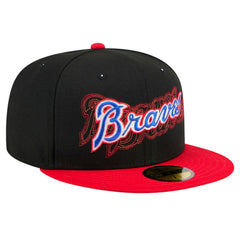 Atlanta Braves New Era Shadow Stitch 59FIFTY Fitted Hat - Black - New Era on Sale
