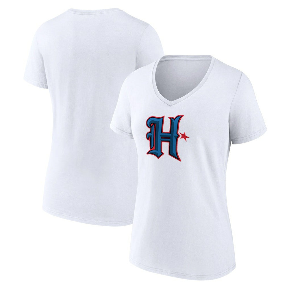 Houston Texans Women's Secondary Logo V-Neck T-Shirt White