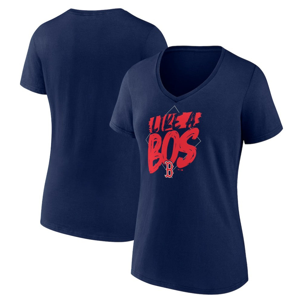 Boston Red Sox Women's Like a BOS V-Neck T-Shirt - Navy - MLB on Sale