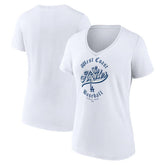 Los Angeles Dodgers Women's West Coast Baseball V-Neck T-Shirt - White - MLB Lifestyle