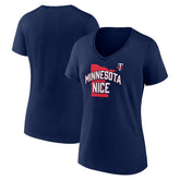 Minnesota Twins Women's Nice V-Neck T-Shirt - Navy - MLB on Sale