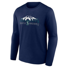Seattle Mariners Mountains Long Sleeve T-Shirt - Navy - MLB Sale