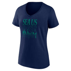 Seattle Mariners Women's Sea Us Rise V-Neck T-Shirt - Navy - MLB on Sale