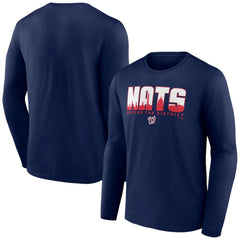 Washington Nationals Defend the District Long Sleeve T-Shirt - Navy - MLB on Sale
