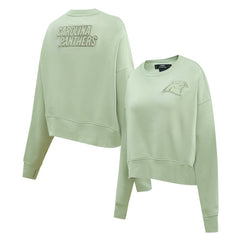 Carolina Panthers Pro Standard Women's Oversized Cropped Neutral Pullover Sweatshirt Light Green