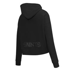 New Orleans Saints Pro Standard Women's Jeweled Cropped Pullover Hoodie Black