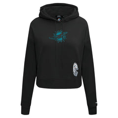 Miami Dolphins Pro Standard Women's Jeweled Cropped Pullover Hoodie Black