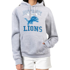 Detroit Lions G-III 4Her by Carl Banks Women's Team Logo Graphic Fleece Tri-Blend Pullover Hoodie Heather Gray