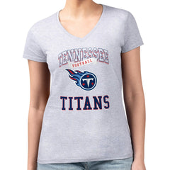 Tennessee Titans G-III 4Her by Carl Banks Women's Super-Slim Fit Lightweight Team Logo Graphic V-Neck T-Shirt Heather Gray