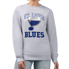 St. Louis Blues G-III 4Her by Carl Banks Women's Team Logo Tri-Blend Fleece Pullover Sweatshirt - Heather Gray - NHL 201612646