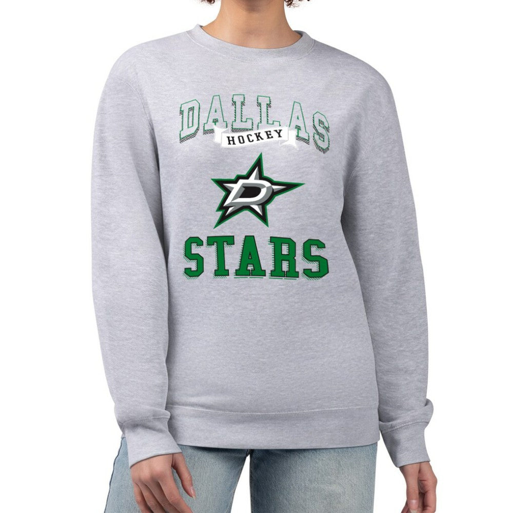Dallas Stars G-III 4Her by Carl Banks Women's Team Logo Tri-Blend Fleece Pullover Sweatshirt - Heather Gray - NHL 201612649