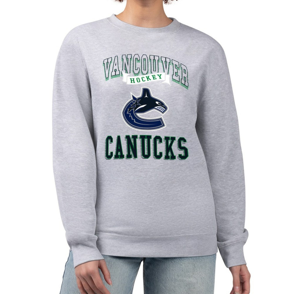 Vancouver Canucks G-III 4Her by Carl Banks Women's Team Logo Tri-Blend Fleece Pullover Sweatshirt - Heather Gray - NHL 201612660