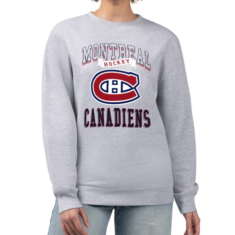 Montreal Canadiens G-III 4Her by Carl Banks Women's Team Logo Tri-Blend Fleece Pullover Sweatshirt - Heather Gray - NHL 201612670