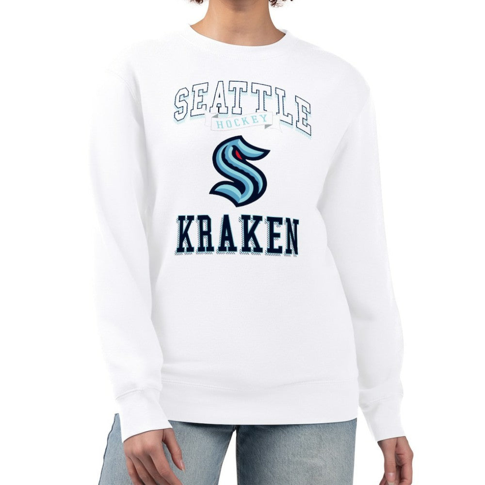 Seattle Kraken G-III 4Her by Carl Banks Women's Team Logo Tri-Blend Fleece Pullover Sweatshirt - White - NHL 201612681