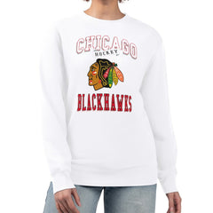 Chicago Blackhawks G-III 4Her by Carl Banks Women's Team Logo Tri-Blend Fleece Pullover Sweatshirt - White - NHL 201612682