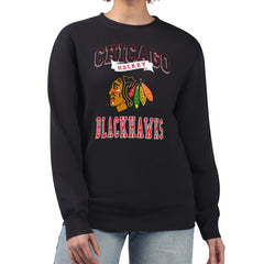 Chicago Blackhawks G-III 4Her by Carl Banks Women's Team Logo Tri-Blend Fleece Pullover Sweatshirt - Black - NHL 201612698