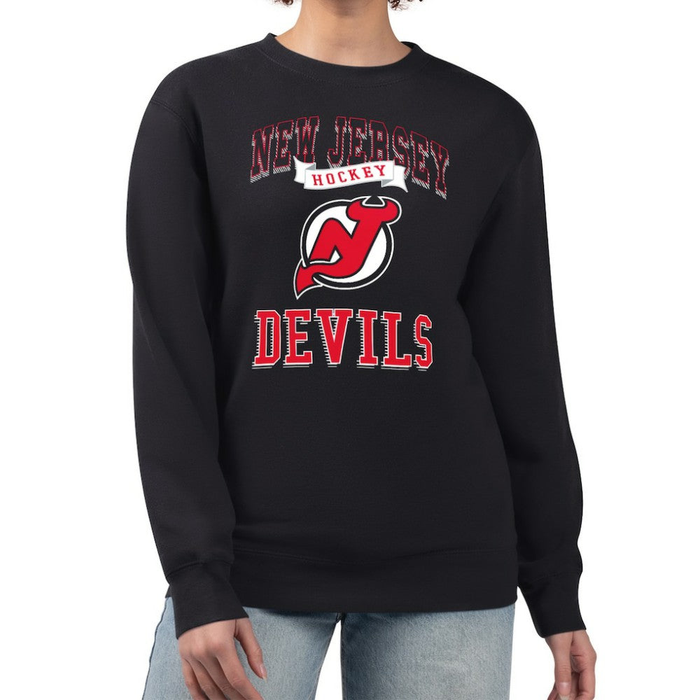 New Jersey Devils G-III 4Her by Carl Banks Women's Team Logo Tri-Blend Fleece Pullover Sweatshirt - Black - NHL 201612705