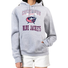 Columbus Blue Jackets G-III 4Her by Carl Banks Women's Team Logo Tri-Blend Fleece Pullover Hoodie - Heather Gray - NHL 201612747