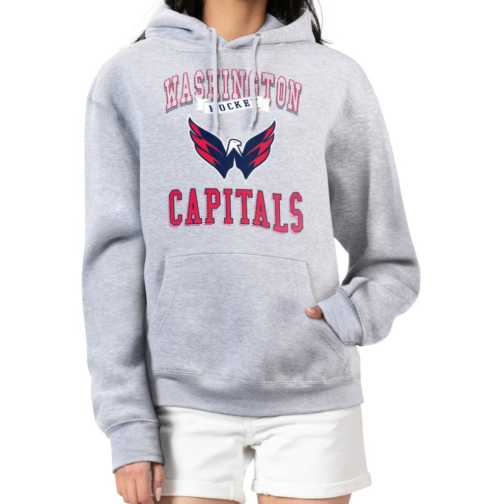 Washington Capitals G-III 4Her by Carl Banks Women's Team Logo Tri-Blend Fleece Pullover Hoodie - Heather Gray - NHL 201612806