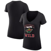 Minnesota Wild G-III 4Her by Carl Banks Women's Super-Slim Fit Lightweight Team Logo Graphic V-Neck T-Shirt - Black - NHL 201612956