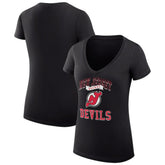 New Jersey Devils G-III 4Her by Carl Banks Women's Super-Slim Fit Lightweight Team Logo Graphic V-Neck T-Shirt - Black - NHL 201612957