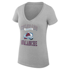 Colorado Avalanche G-III 4Her by Carl Banks Women's Super-Slim Fit Lightweight Team Logo Graphic V-Neck T-Shirt - Heather Gray - NHL 201612973
