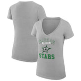 Dallas Stars G-III 4Her by Carl Banks Women's Super-Slim Fit Lightweight Team Logo Graphic V-Neck T-Shirt - Heather Gray - NHL 201612975