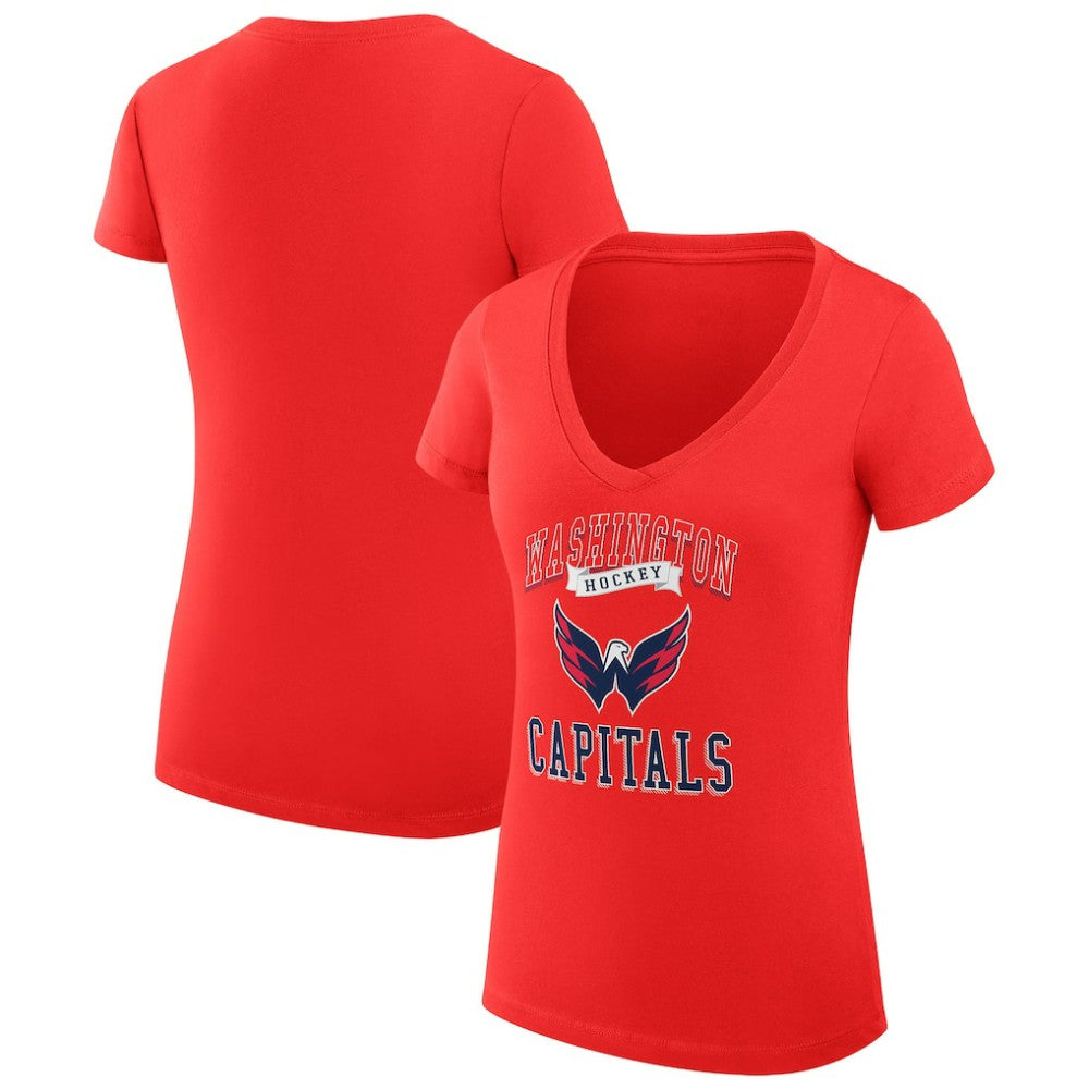 Washington Capitals G-III 4Her by Carl Banks Women's Super-Slim Fit Lightweight Team Logo Graphic V-Neck T-Shirt - Red - NHL 201612990