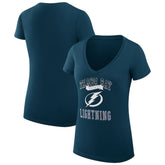 Tampa Bay Lightning G-III 4Her by Carl Banks Women's Super-Slim Fit Lightweight Team Logo Graphic V-Neck T-Shirt - Navy - NHL 201612993