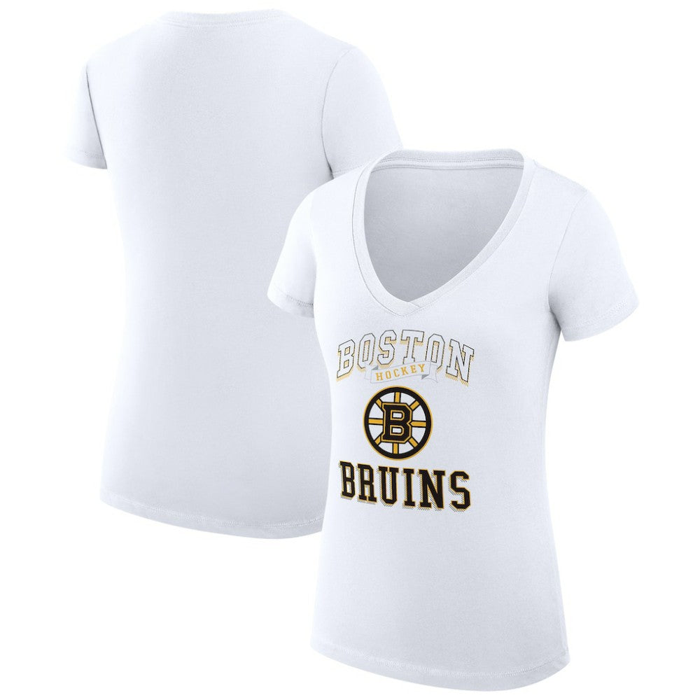 Boston Bruins G-III 4Her by Carl Banks Women's Super-Slim Fit Lightweight Team Logo Graphic V-Neck T-Shirt - White - NHL 201612995