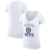 Winnipeg Jets G-III 4Her by Carl Banks Women's Super-Slim Fit Lightweight Team Logo Graphic V-Neck T-Shirt - White - NHL 201612996