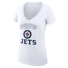 Winnipeg Jets G-III 4Her by Carl Banks Women's Super-Slim Fit Lightweight Team Logo Graphic V-Neck T-Shirt - White - NHL 201612996