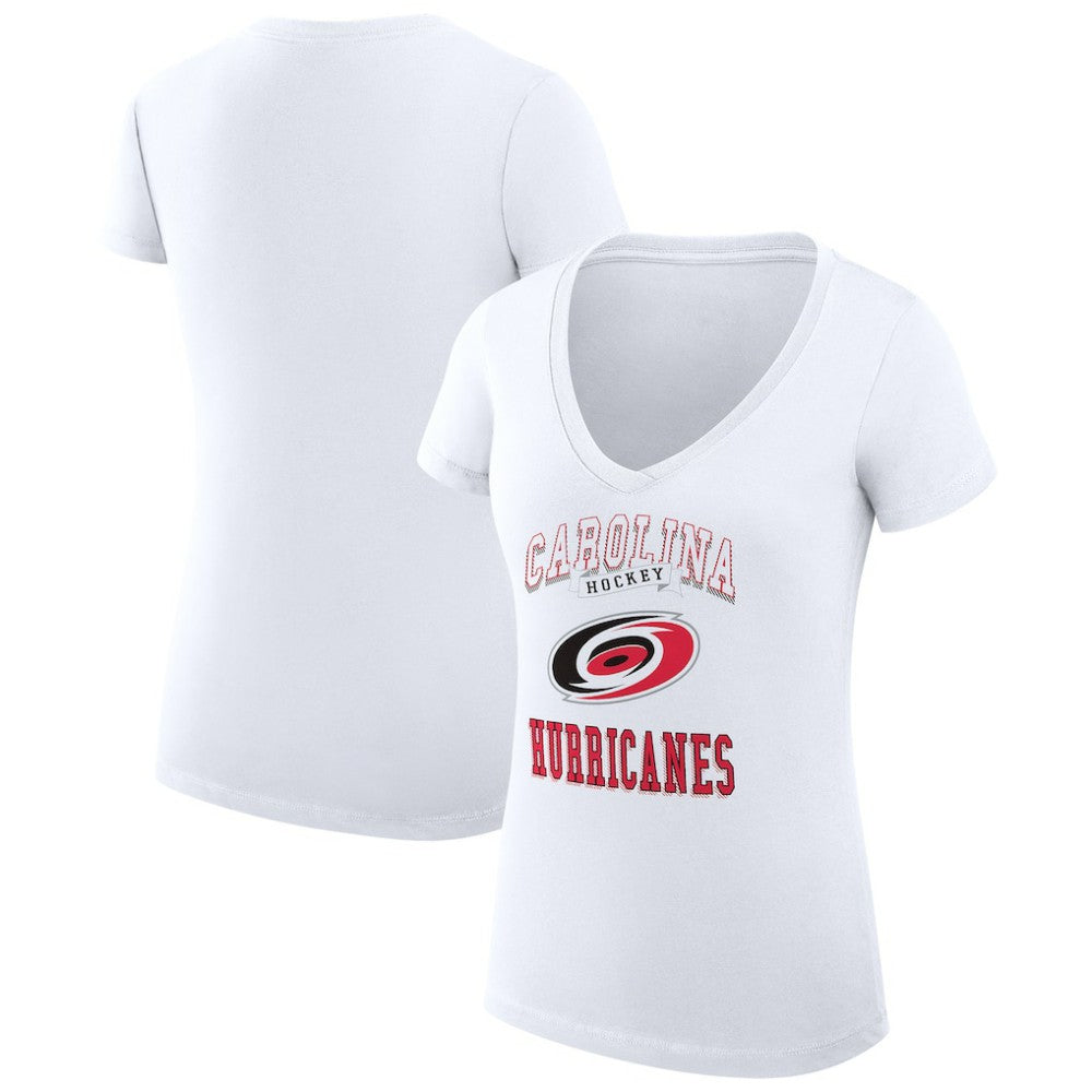 Carolina Hurricanes G-III 4Her by Carl Banks Women's Super-Slim Fit Lightweight Team Logo Graphic V-Neck T-Shirt - White - NHL 201613000