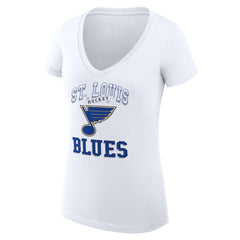 St. Louis Blues G-III 4Her by Carl Banks Women's Super-Slim Fit Lightweight Team Logo Graphic V-Neck T-Shirt - White - NHL 201613029
