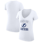 Tampa Bay Lightning G-III 4Her by Carl Banks Women's Super-Slim Fit Lightweight Team Logo Graphic V-Neck T-Shirt - White - NHL 201613031
