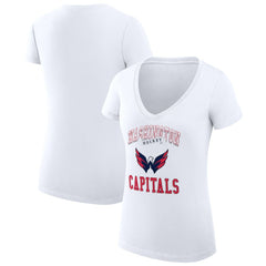 Washington Capitals G-III 4Her by Carl Banks Women's Super-Slim Fit Lightweight Team Logo Graphic V-Neck T-Shirt - White - NHL 201613039