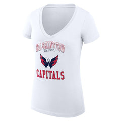 Washington Capitals G-III 4Her by Carl Banks Women's Super-Slim Fit Lightweight Team Logo Graphic V-Neck T-Shirt - White - NHL 201613039