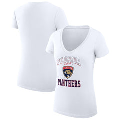 Florida Panthers G-III 4Her by Carl Banks Women's Super-Slim Fit Lightweight Team Logo Graphic V-Neck T-Shirt - White - NHL 201613042