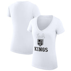 Los Angeles Kings G-III 4Her by Carl Banks Women's Super-Slim Fit Lightweight Team Logo Graphic V-Neck T-Shirt - White - NHL 201613047
