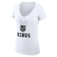 Los Angeles Kings G-III 4Her by Carl Banks Women's Super-Slim Fit Lightweight Team Logo Graphic V-Neck T-Shirt - White - NHL 201613047