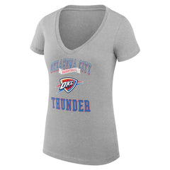 Oklahoma City Thunder G-III 4Her by Carl Banks Women's Super-Slim Fit Lightweight Team Logo V-Neck T-Shirt Heather Gray