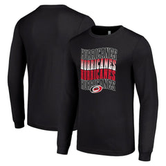 Carolina Hurricanes Starter Four Team Name Logo Long Sleeve Graphic T-Shirt - Black - NHL 201621799