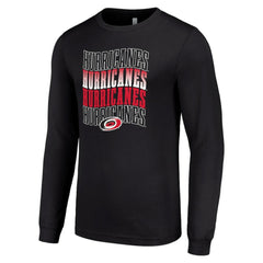 Carolina Hurricanes Starter Four Team Name Logo Long Sleeve Graphic T-Shirt - Black - NHL 201621799