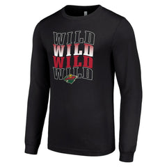 Minnesota Wild Starter Four Team Name Logo Long Sleeve Graphic T-Shirt - Black - NHL 201621845