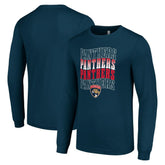 Florida Panthers Starter Four Team Name Logo Long Sleeve Graphic T-Shirt - Navy - NHL 201621850