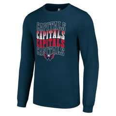Washington Capitals Starter Four Team Name Logo Long Sleeve Graphic T-Shirt - Navy - NHL 201621859