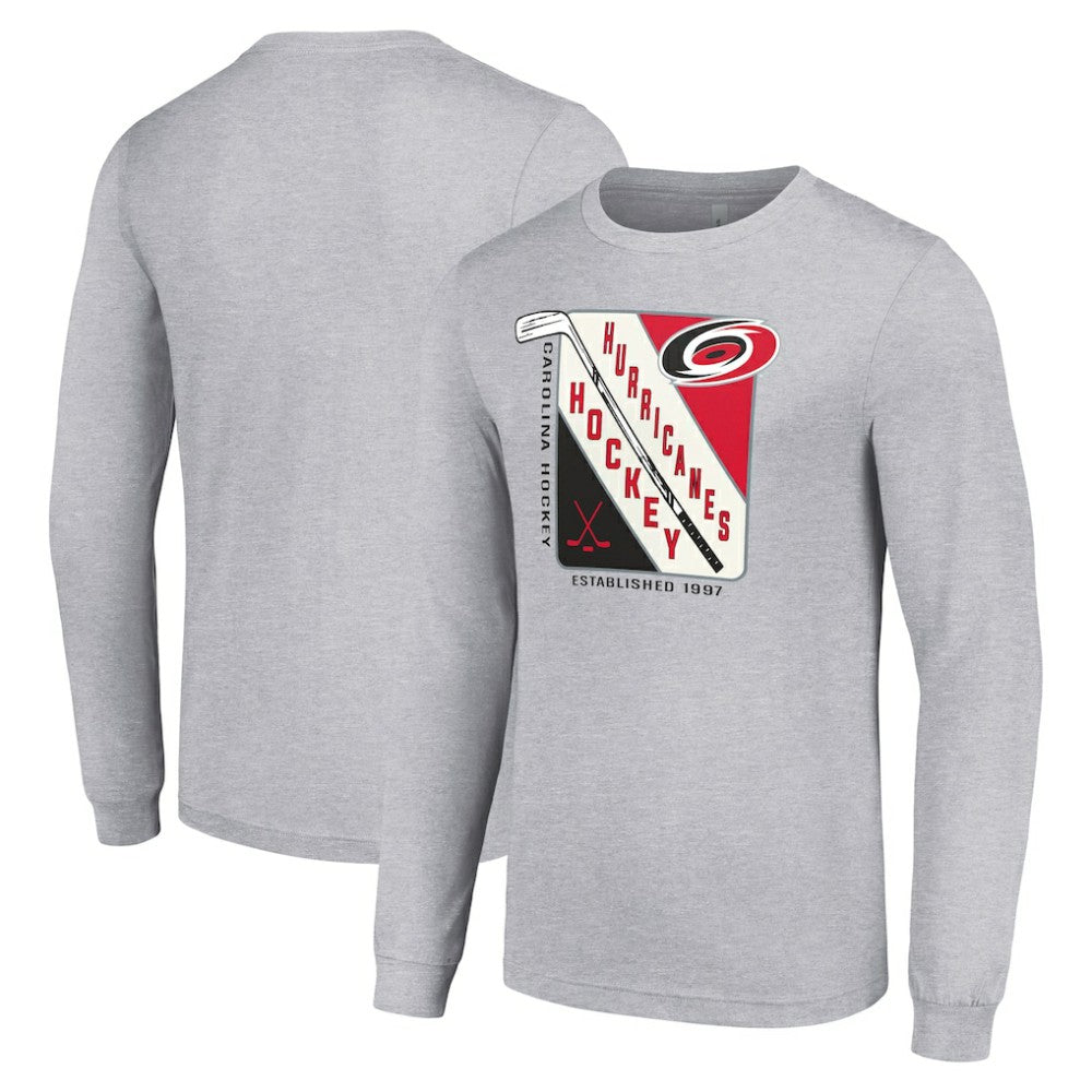 Carolina Hurricanes Starter Shield Long Sleeve Graphic T-Shirt - Heather Gray - NHL 201622143