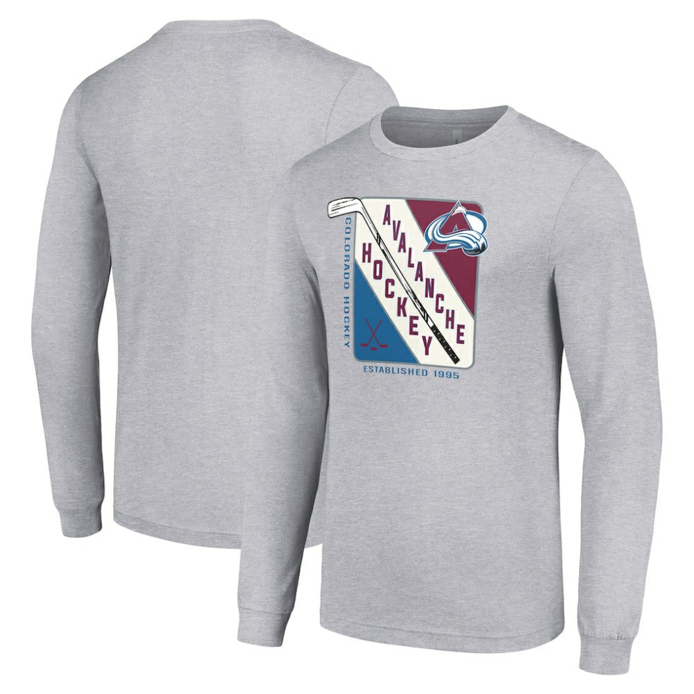 Colorado Avalanche Starter Shield Long Sleeve Graphic T-Shirt - Heather Gray - NHL 201622145